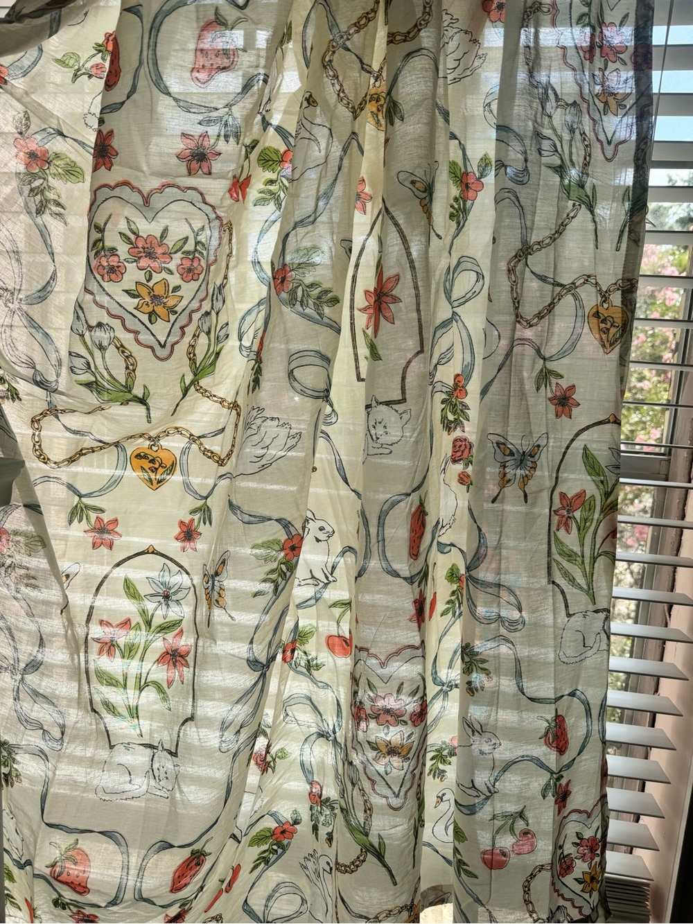 Urban Outfitters Floral & Animal Sheer Panel in Cream, Coral, Green, Blue